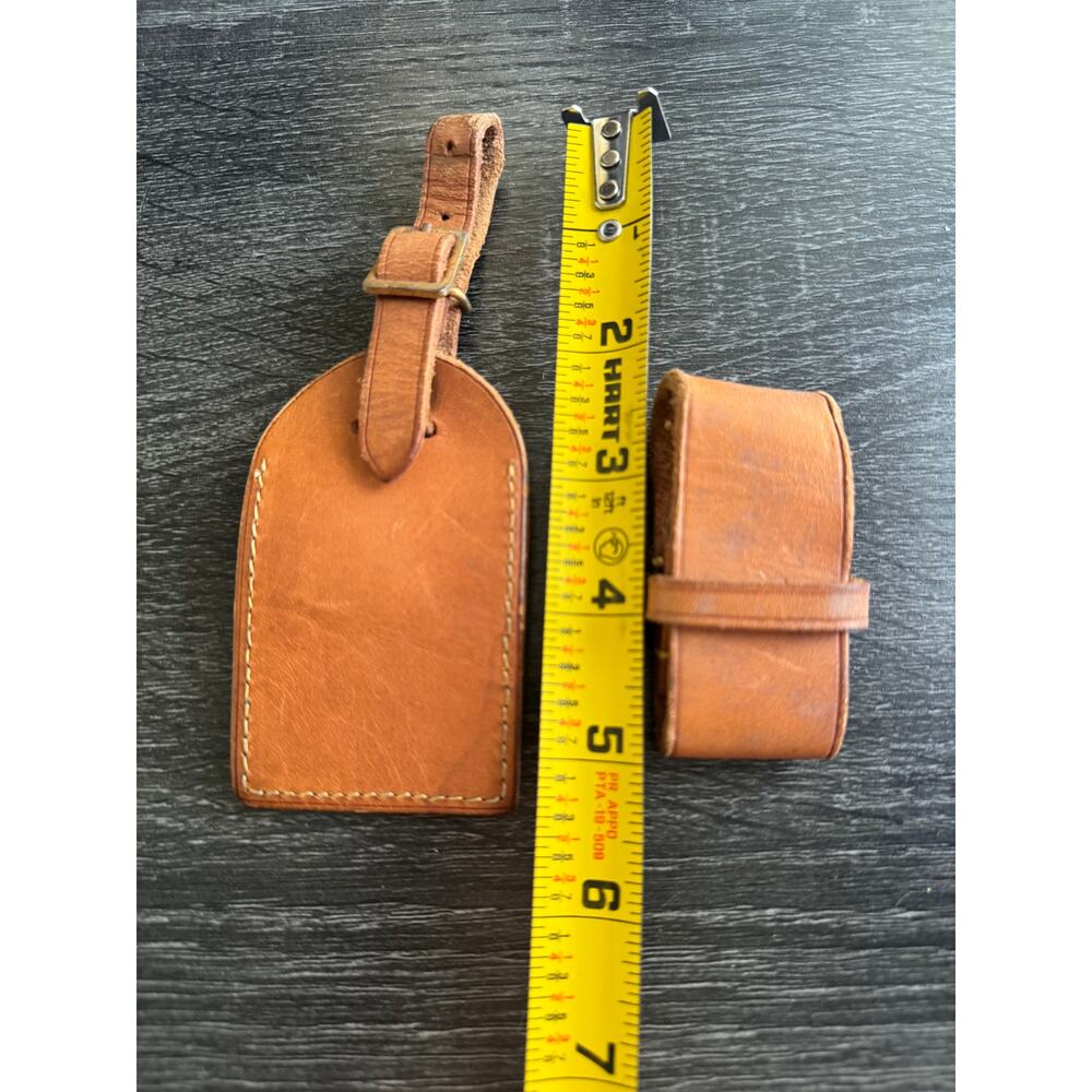 Authentic Louis Vuitton Vachetta Leather Name Luggage Tag And Poignet Set SN322 - Picture 3 of 4